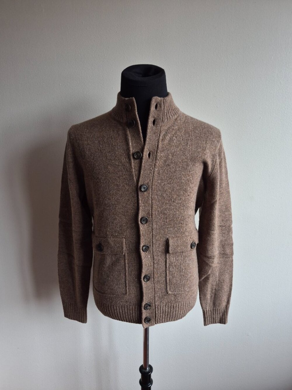 New Stenstroms Men's Brown 100% Merino Wool Cardigan Sweater Size M